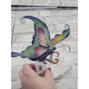 Ganz Metal Butterfly Night Light NWOT 6" x 5.5" Swirls Blue Green Yellow